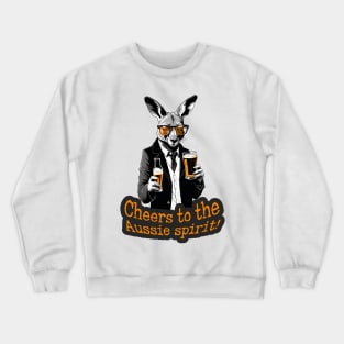 Kangaroo with a bottle and a glass of beer Crewneck Sweatshirt